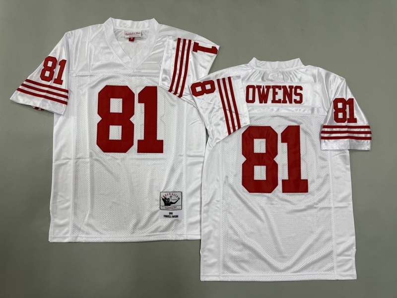 Men 2025 San Francisco 49ers 81 Owens white Throwback Limited NFL Jersey style 001